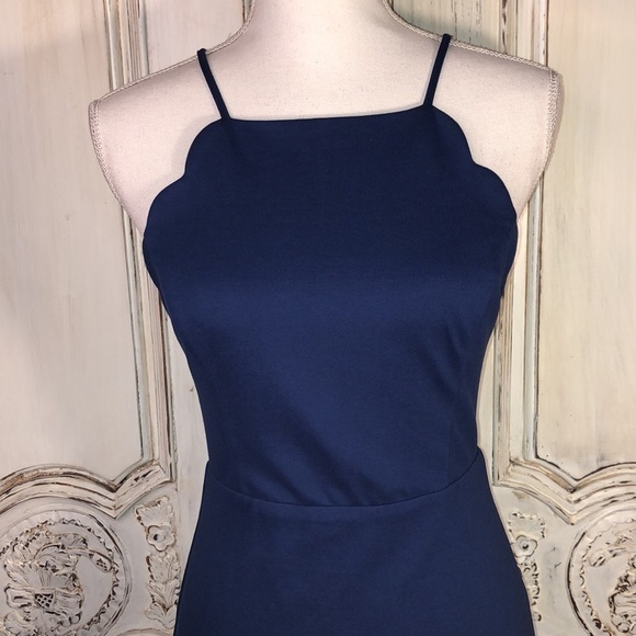 Lush Simple But Detailed Spaghetti Cross Strap Backless Double Knit Dress Size S - Picture 2 of 9